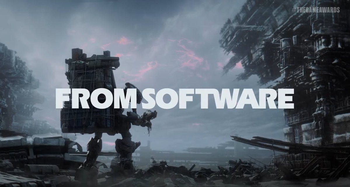 robot armored core con testo "from software"